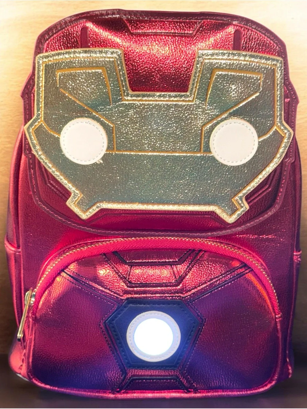 Loungefly Marvel Iron Man Light up Metallic Red Mini Backpack